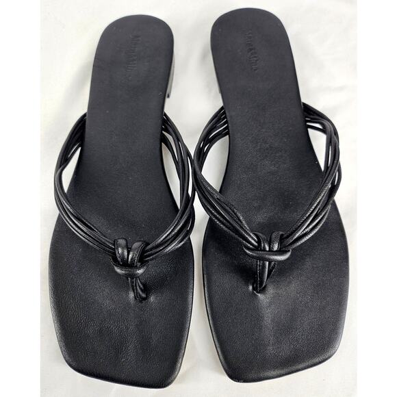 MARA & MINE LOLA WOMEN'S BLACK LEATHER THONG FLAT SANDALS - SIZE 9 - Picture 3 of 9